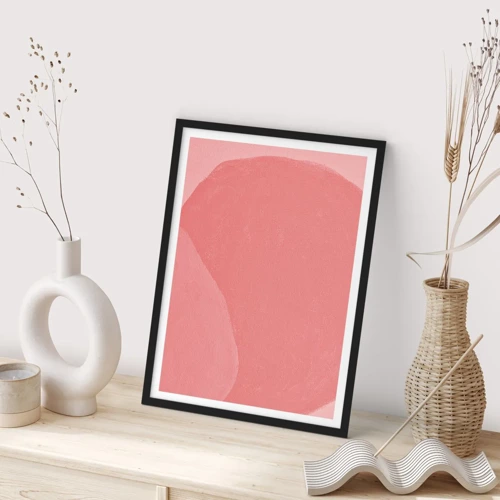 Plakat i sort ramme - Organisk komposition i pink - 50x70 cm