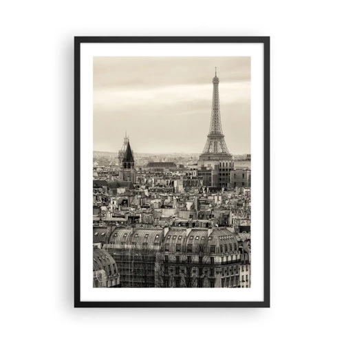 Plakat i sort ramme - Over Paris' hustage - 50x70 cm