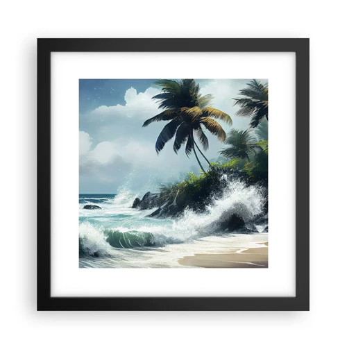 Plakat i sort ramme - På en tropisk strand - 30x30 cm