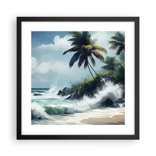 Plakat i sort ramme - På en tropisk strand - 40x40 cm