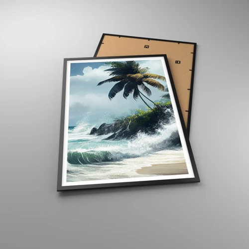Plakat i sort ramme - På en tropisk strand - 61x91 cm