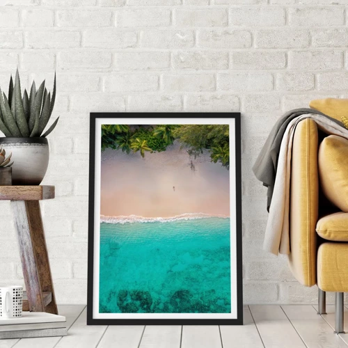 Plakat i sort ramme - Paradis strand - 30x40 cm