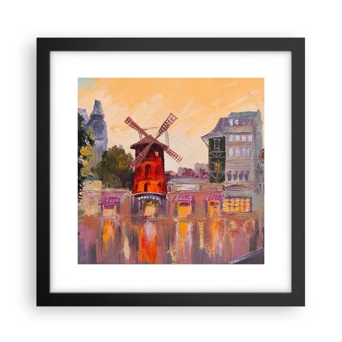 Plakat i sort ramme - Parisiske ikoner - Moulin Rouge - 30x30 cm