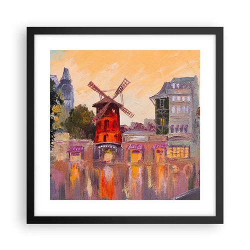 Plakat i sort ramme - Parisiske ikoner - Moulin Rouge - 40x40 cm