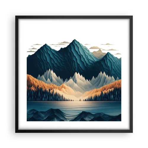 Plakat i sort ramme - Perfekt bjerglandskab - 50x50 cm