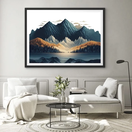 Plakat i sort ramme - Perfekt bjerglandskab - 70x50 cm