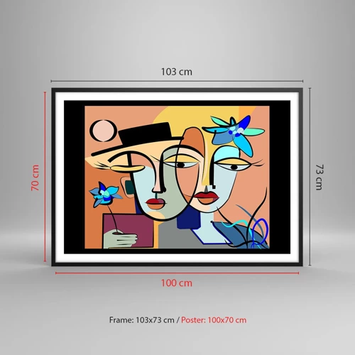 Plakat i sort ramme - Picassos randez vous - 100x70 cm