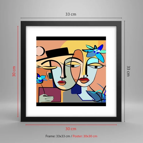 Plakat i sort ramme - Picassos randez vous - 30x30 cm