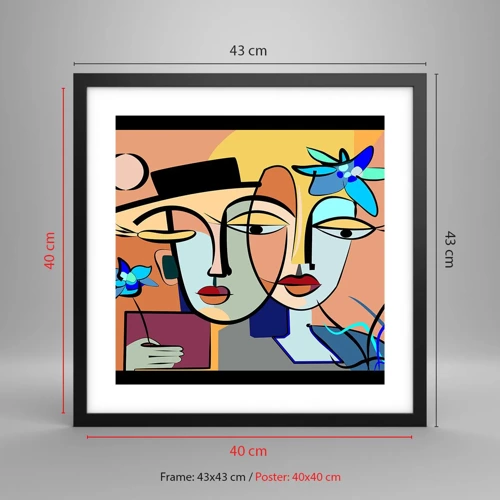 Plakat i sort ramme - Picassos randez vous - 40x40 cm