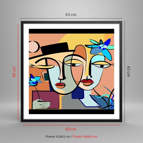 Plakat i sort ramme - Picassos randez vous - 60x60 cm