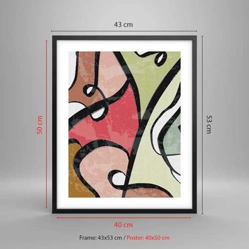 Plakat i sort ramme - Pirouetter blandt farver - 40x50 cm