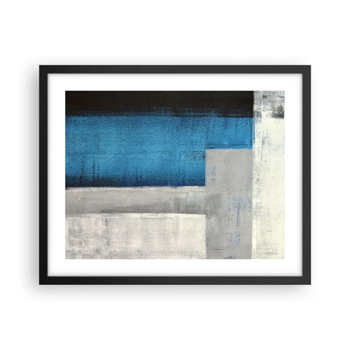 Plakat i sort ramme - Poetisk komposition af grå og blå - 50x40 cm