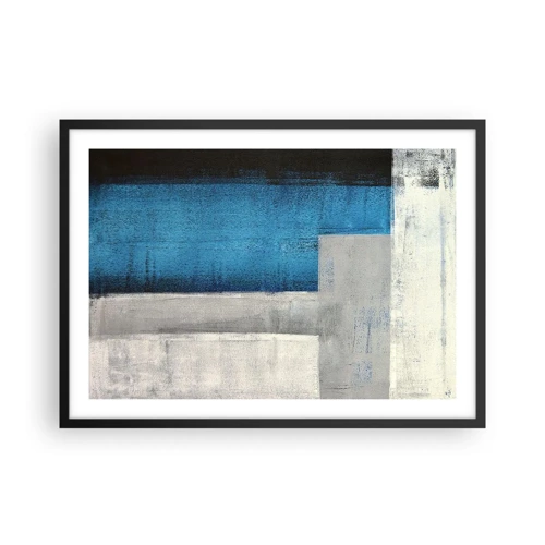 Plakat i sort ramme - Poetisk komposition af grå og blå - 70x50 cm