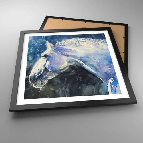 Plakat i sort ramme - Portræt i et blåt skær - 40x40 cm