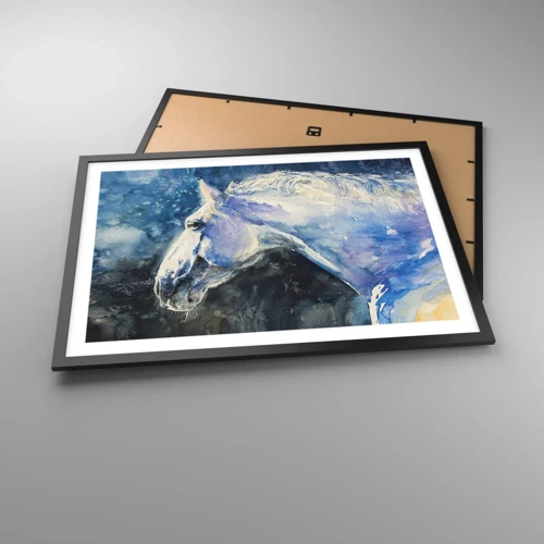 Plakat i sort ramme - Portræt i et blåt skær - 70x50 cm