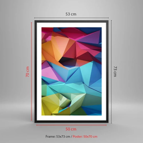 Plakat i sort ramme - Regnbue origami - 50x70 cm