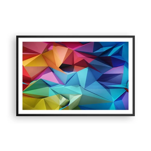 Plakat i sort ramme - Regnbue origami - 91x61 cm