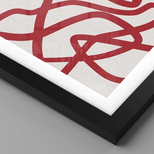 Plakat i sort ramme - Rød på hvid - 40x30 cm