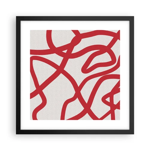 Plakat i sort ramme - Rød på hvid - 40x40 cm
