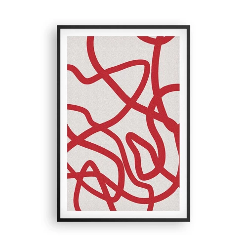 Plakat i sort ramme - Rød på hvid - 61x91 cm