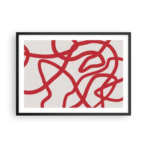 Plakat i sort ramme - Rød på hvid - 70x50 cm