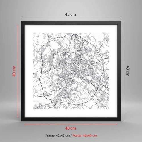 Plakat i sort ramme - Romersk cirkel - 40x40 cm