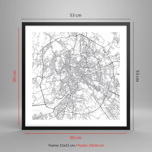 Plakat i sort ramme - Romersk cirkel - 50x50 cm