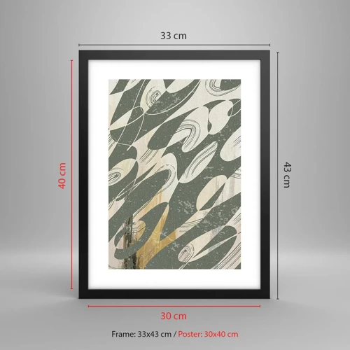 Plakat i sort ramme - Rytmisk abstraktion - 30x40 cm