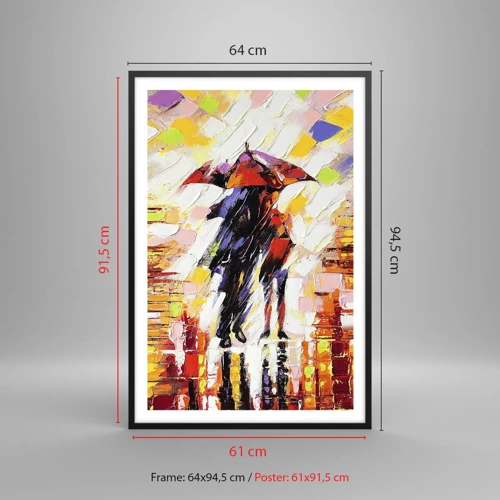 Plakat i sort ramme - Sammen gennem natten og regnen - 61x91 cm