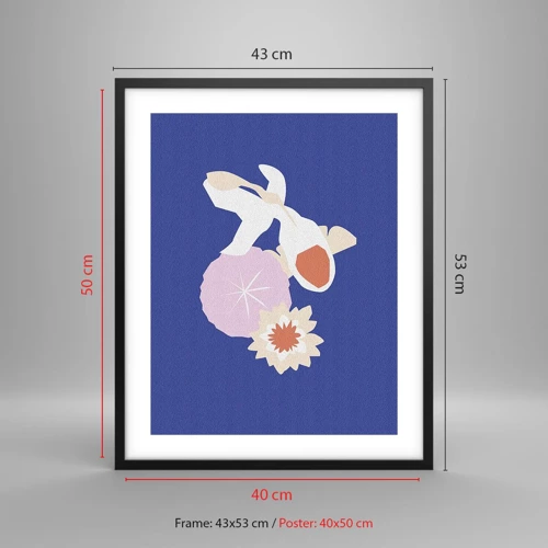 Plakat i sort ramme - Sammensætning af blomster og knopper - 40x50 cm