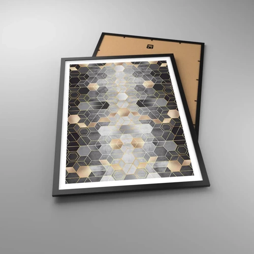 Plakat i sort ramme - Sammensætning af diamanter - 50x70 cm