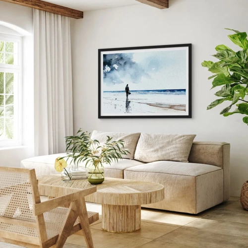 Plakat i sort ramme - Samtale med havet - 100x70 cm