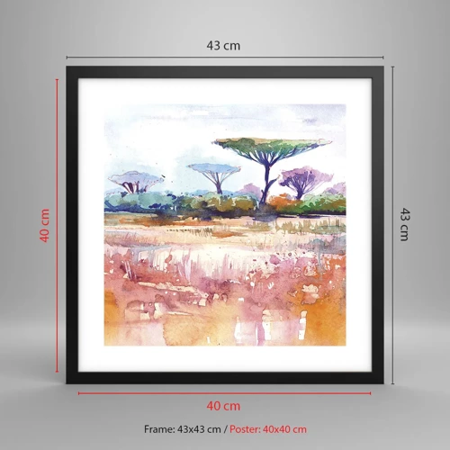 Plakat i sort ramme - Savannens farver - 40x40 cm