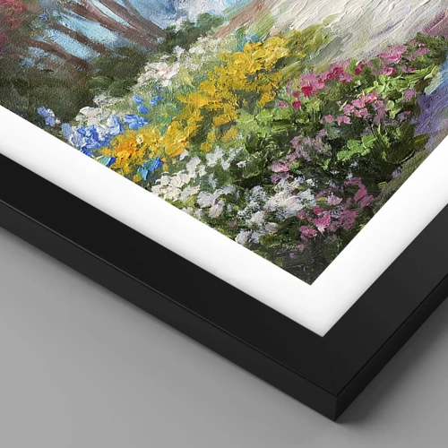 Plakat i sort ramme - Skovhave, blomsterskov - 40x30 cm