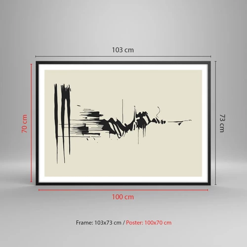 Plakat i sort ramme - Skyndsom abstraktion - 100x70 cm