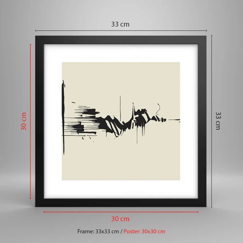 Plakat i sort ramme - Skyndsom abstraktion - 30x30 cm