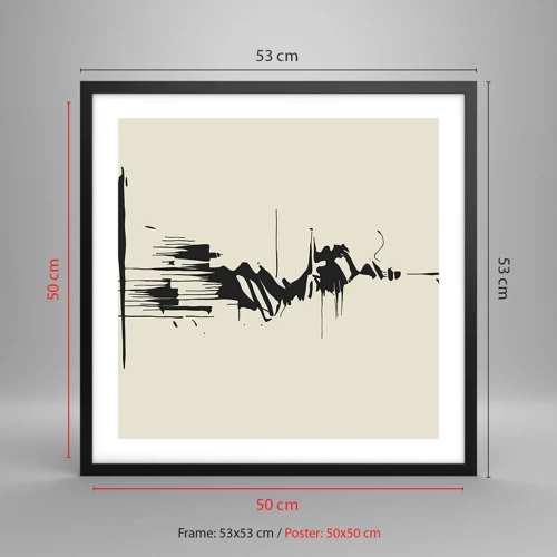 Plakat i sort ramme - Skyndsom abstraktion - 50x50 cm