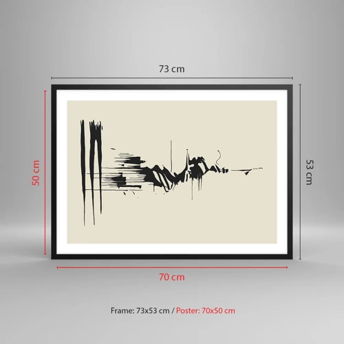 Plakat i sort ramme - Skyndsom abstraktion - 70x50 cm