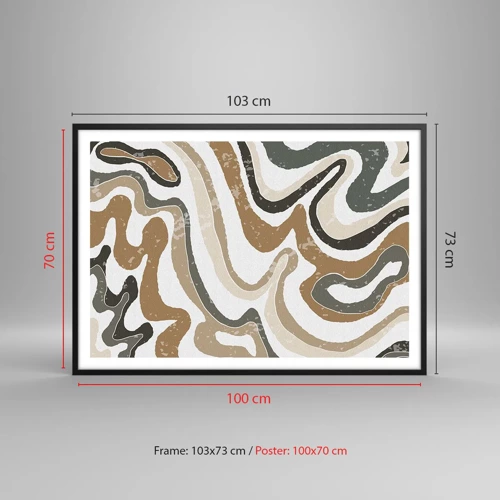 Plakat i sort ramme - Slyngninger af jordfarver - 100x70 cm