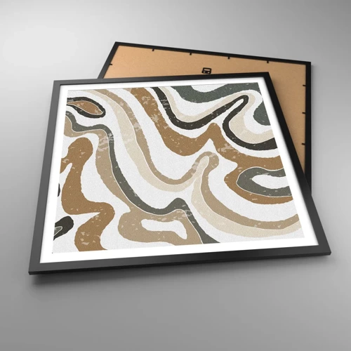Plakat i sort ramme - Slyngninger af jordfarver - 60x60 cm