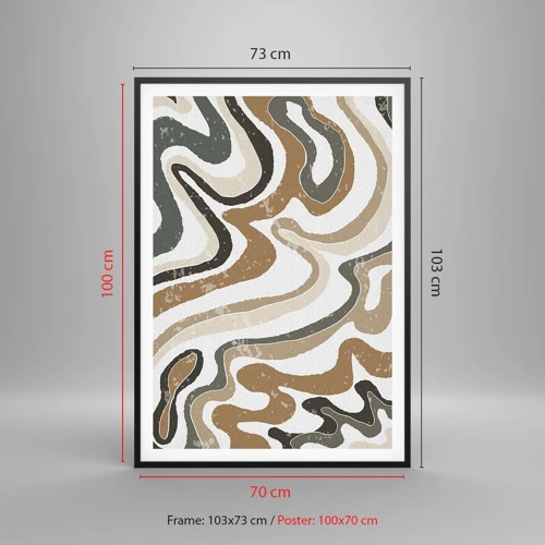 Plakat i sort ramme - Slyngninger af jordfarver - 70x100 cm