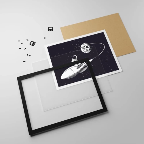 Plakat i sort ramme - Space surfer - 91x61 cm
