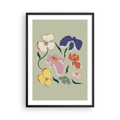 Plakat i sort ramme - Stedmoderblomster med et twist - 50x70 cm