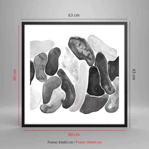 Plakat i sort ramme - Stenet abstraktion - 60x60 cm