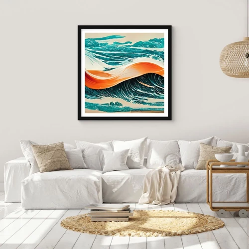 Plakat i sort ramme - Surferens drøm - 40x40 cm