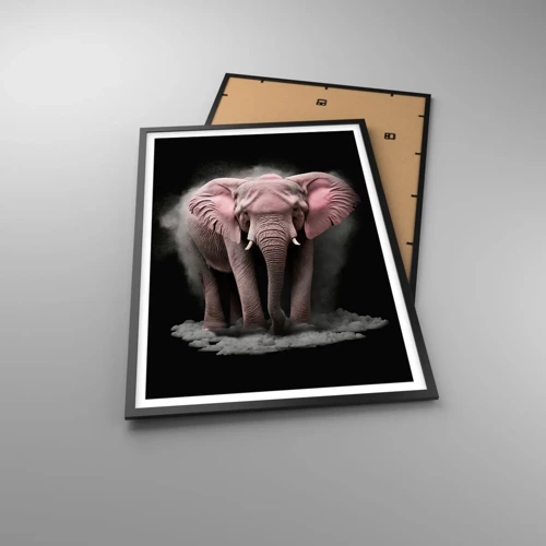 Plakat i sort ramme - Tænk ikke på en lyserød elefant! - 61x91 cm
