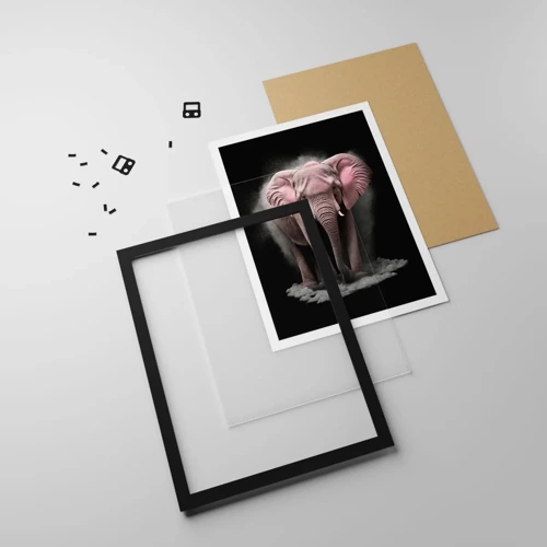 Plakat i sort ramme - Tænk ikke på en lyserød elefant! - 61x91 cm