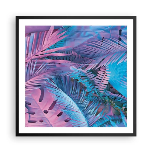 Plakat i sort ramme - Troperne i lyserød og blå - 60x60 cm