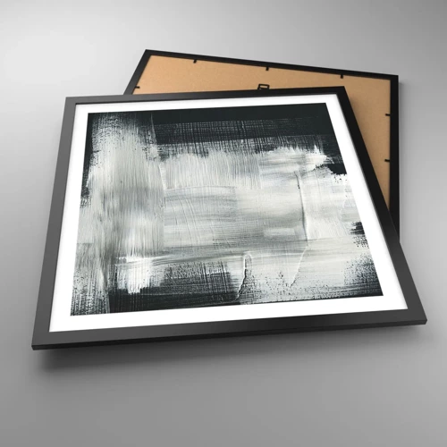 Plakat i sort ramme - Vævet af det lodrette og det vandrette - 50x50 cm