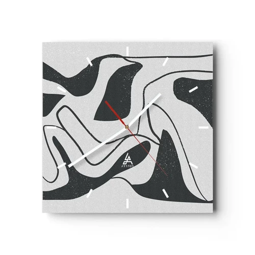 Vægur, Uret - Abstrakt leg i en labyrint - 40x40 cm